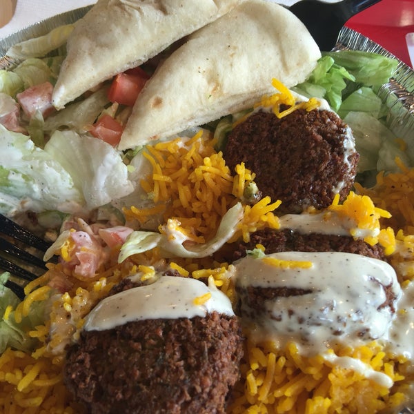 Falafel heaven! Amazing chicken and beef gyros on the freshest pita ever! Don't forget to grab some baklava for later!