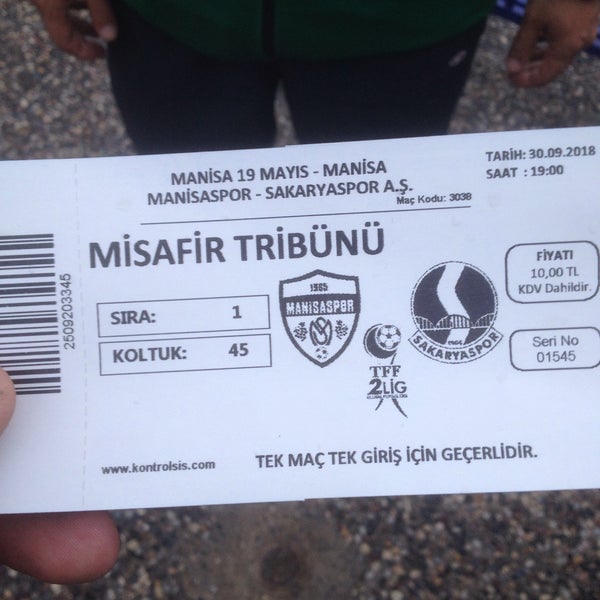 9/30/2018 tarihinde Sakaryalı Boşnak Sefer D.ziyaretçi tarafından Manisa 19 Mayıs Stadyumu'de çekilen fotoğraf