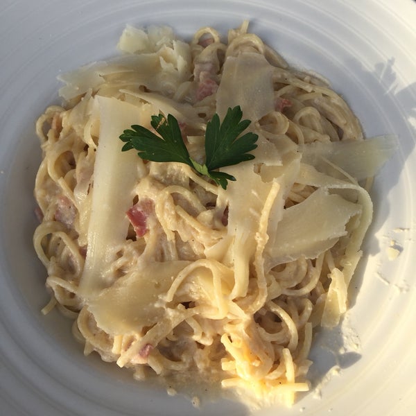 Carbonara was a guilty pleasure. Bit odd as the waiter told us we were ordering too much when we wanted salad and carbonara. Yummy strawberry mojito