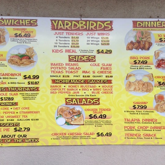 Bird menu. Bird menu