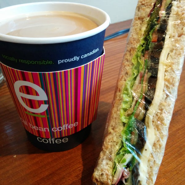 Double cheese & Black olive sandwich and Organic maple latte. Perfect light healthy snack before going for a drink.