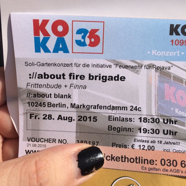 8/21/2015 tarihinde Tilo T.ziyaretçi tarafından Koka 36 Konzertkasse'de çekilen fotoğraf