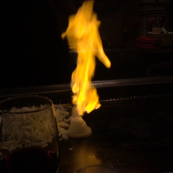 Flaming onion included with hibachi dinner. Entertaining!