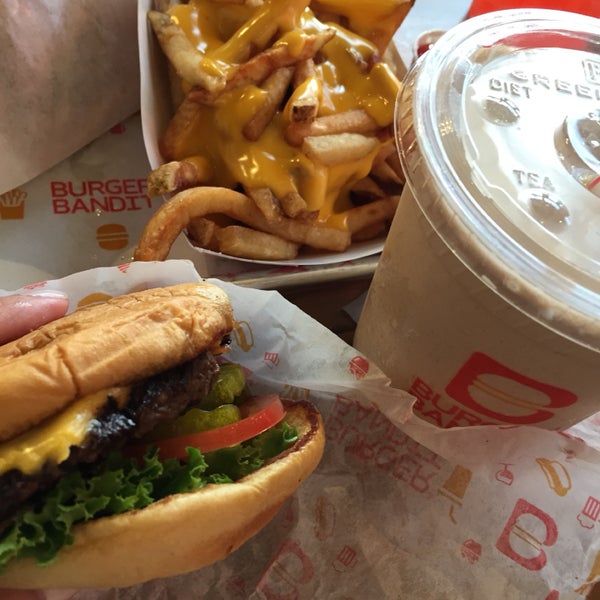 Get the Classic Bandit with Bacon, cheese fries, and a toasted marshmallow shake... Heaven