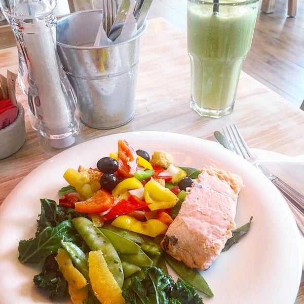 The cafe is at Riva Restaurant now! Healthy organic breakfast and lunch! Healthy detox juices, you order at the bar, there is wifi! Nice pastries and coffee too!