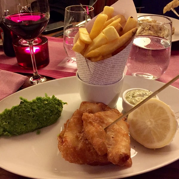 Very good fish and chips and a nice rioja