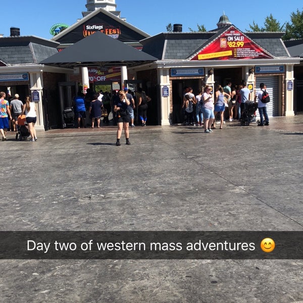 Photo taken at Six Flags New England by Matthew J. on 9/16/2018