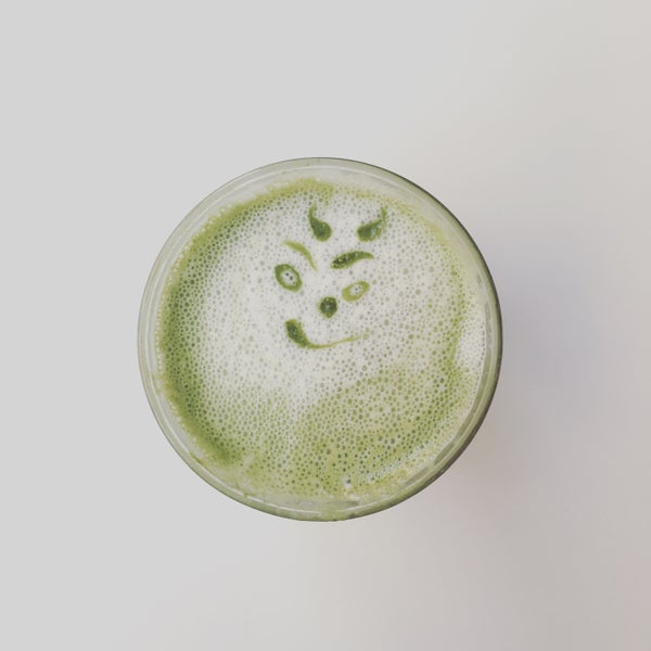 Yummy matcha latte and nice cafe in general with healthy food and matcha dessert