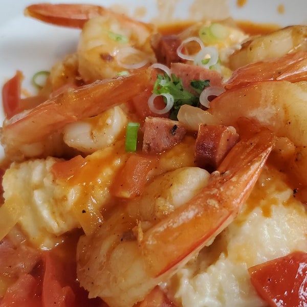 The shrimp and grits were dee-lish nice spicy and savory
