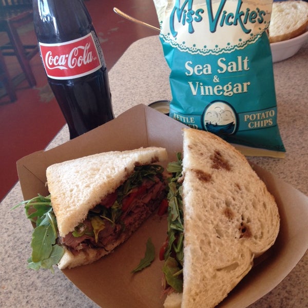 Awesome lunch at Basil's Market today!  Had an amazing roast beef sandwich with a Mexican coke and chips.  The owner, Patrick, was there and treated us fantastic!  Go try this place ASAP.