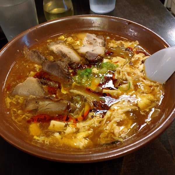 The broth is amazing, pork perfectly done, love the spicy noodle soup!