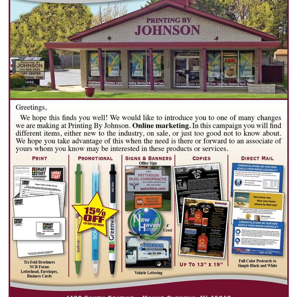 Printing by Johnson Mount Clemens, MI