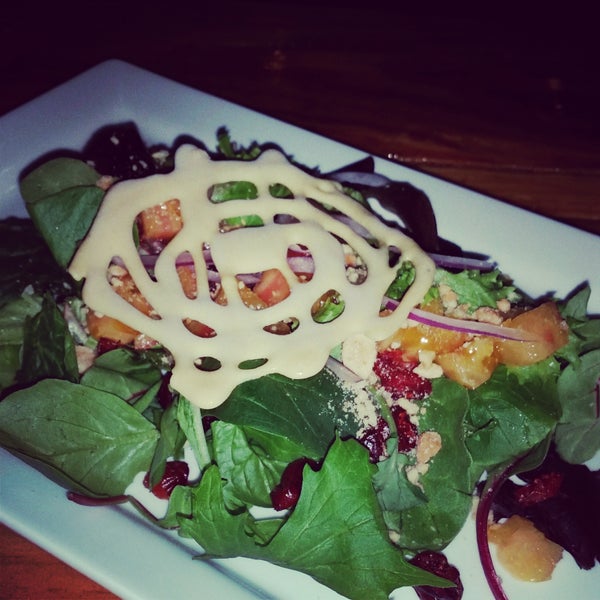 Mixed Baby Greens ~ Heirloom Tomato ~ Shaved Red Onion ~ Dried Cranberries ~ Candied Peanuts ~ Frozen Rice Wine Vinaigrette