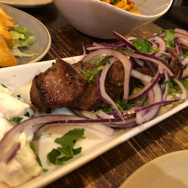 Lamb souvlaki is a must try here! Food’s great.