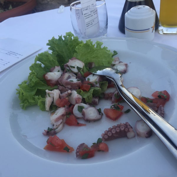 Octopus salad... Definitely try it! Complimentary bread and cheese&olives are delicious. View it Budva's best. A bit pricey but definitely is worth it. Musicians should sing more modern songs...