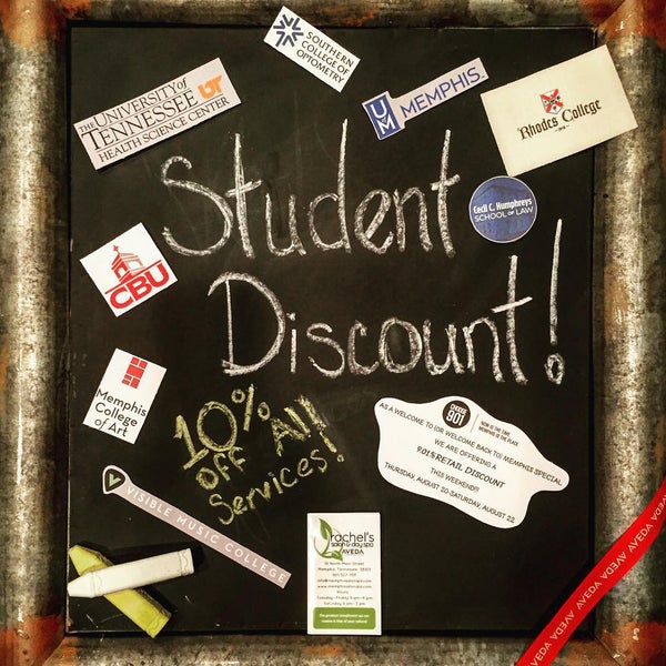 College Student discount on ALL services with your Student ID! Plus @choose901 retail savings 8/20-8/22!!!