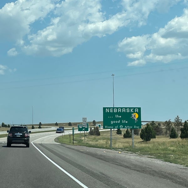 Wyoming / Nebraska State Line Border Crossing in Pine Bluffs