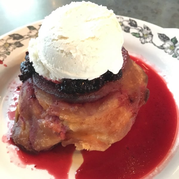 The marionberry shortcake is topped with Tillamook vanilla ice cream - a meal in itself.