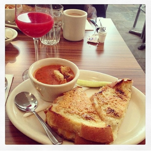 parmesan encrusted grilled cheese and tomato soup! sooo good