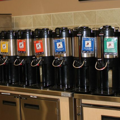 I love the Steep and Brew coffee!  So many flavors and a small cup with a refill is only $.99