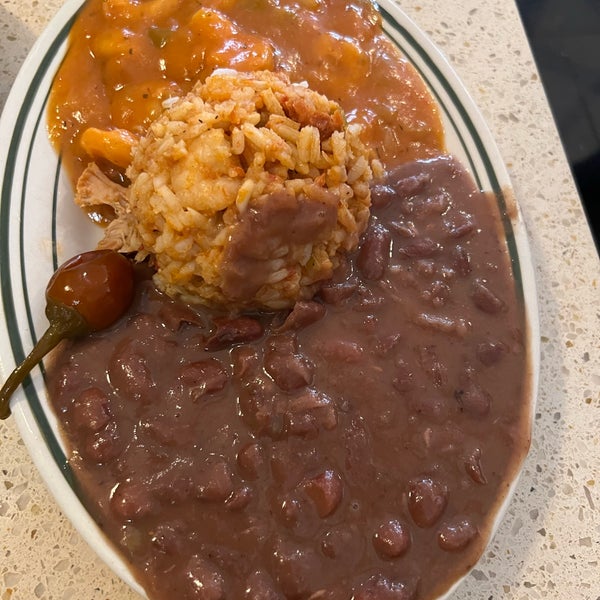 Get a cup of gumbo and split the Creole Combination Platter (shrimp creole, jambalaya and red beans & rice). You could substitute the red beans & rice with Crawfish Etouffee for an additional $2.