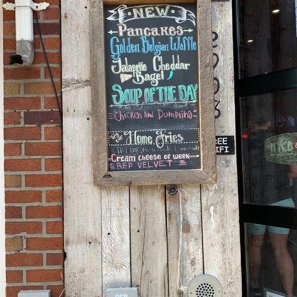 They have outside seating as well as indoor seating & they have free WiFi! Check out their specials posted outside & above the doggy water bowls :). Lines can get long, but move quickly.