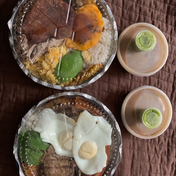 The portions here are HUGE! One order could easily be 4 meals for me! Always get their bandeja paisa (chicharron, steak, avocado, eggs, maduros, rice & beans). The take out contain is filled to max.