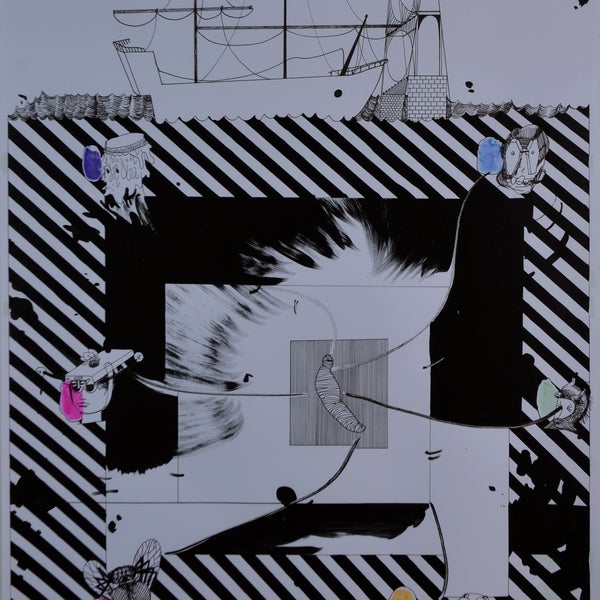 Rob Churm (b. 1979) “Untitled” Coloured ink, indian ink, felt tip, penang tip-ex on paper 63 x 52 cm