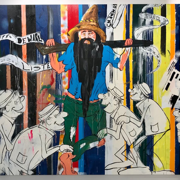 Thaddeus Strode “Sentinels and drunken masters” Oil/acrylic on canvas 180,6 x 206 cm