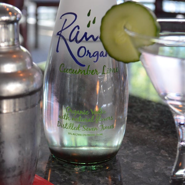 Raindrop Martini..Rain Cucumber Lime Vodka, Fresh Lime Juice & a Cucumber Slice $9..from our NEW MARTINI MENU..Starter Special is Whiskey Gravlox on Crostini with Dill Cream Cheese & Toasted Capers $9
