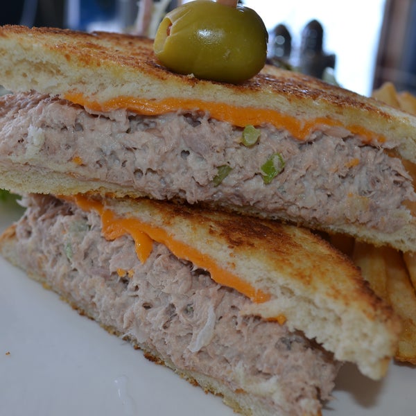 Lunch Special is an Old Fav...Chicken of the Sea Sandwich...Grilled Tuna Salad & Cheddar Cheese on Sourdough served with Baby Greens & Your Choice of French Fries or Sweet Tater Tots $10!