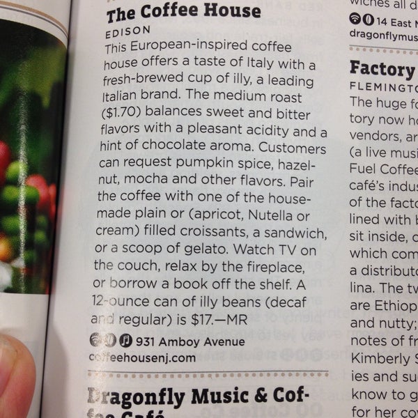happy to see that The Coffee House made it in the New Jersey Monthly Magazine for one of the best coffee spots to check out!!! Yay!!!!!