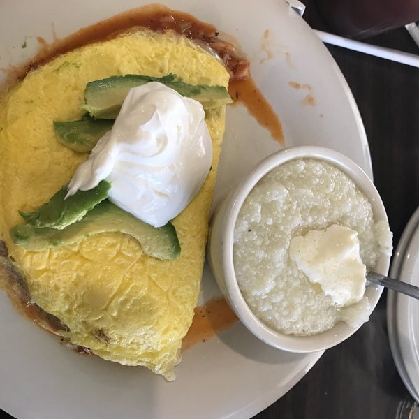 Jambalaya omelet was amazing. Get grits too. The biscuits are hefty and the texture and flavor was on point. One of the best biscuits I've had. Get apple butter.