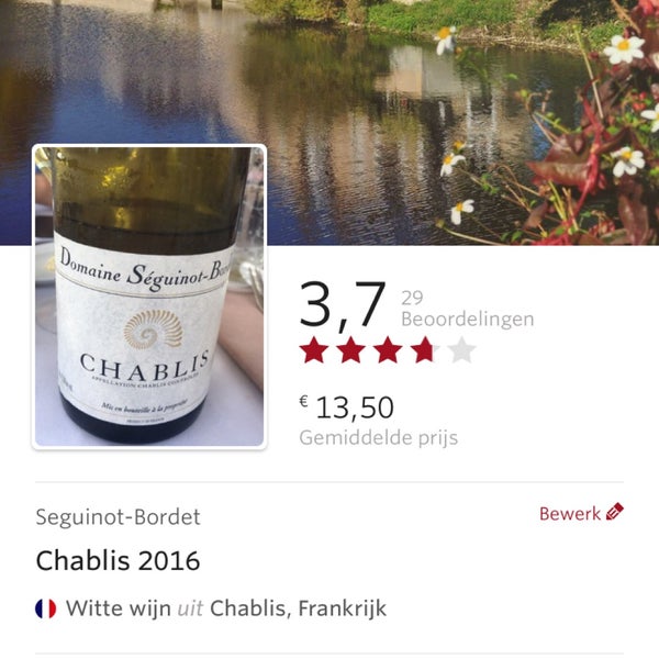 kies de Chablis Domaine Séguinot-Bordet, lekker zacht wit wijntje