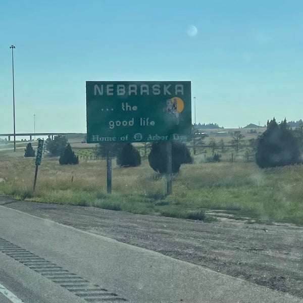 Wyoming / Nebraska State Line Border Crossing in Pine Bluffs