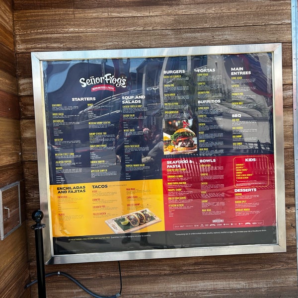Senor 2024 frogs menu