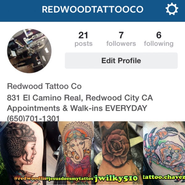 Redwood City  TattooMenu
