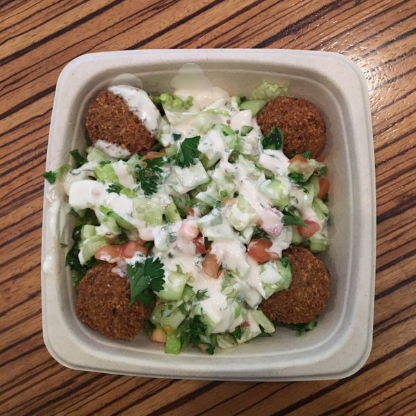 Get the Israeli salad bowl! It's incredibly filling and very tasty :)