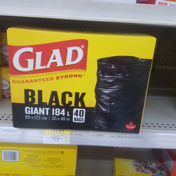Walmart is open till 11pm the Sunday morning and the glad outdoor garbage bags with giant and a food store the 135 l x-large and 20 bags
