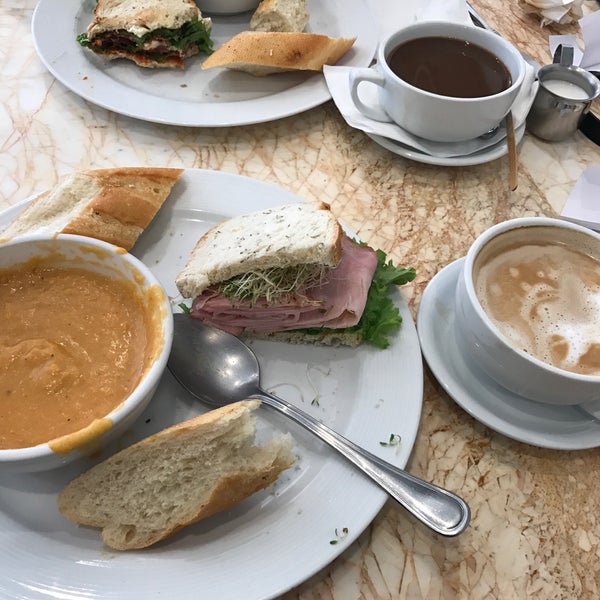 Amazing! I got the Black Forest Ham sandwich with their daily soup and a coffee. Delicious!