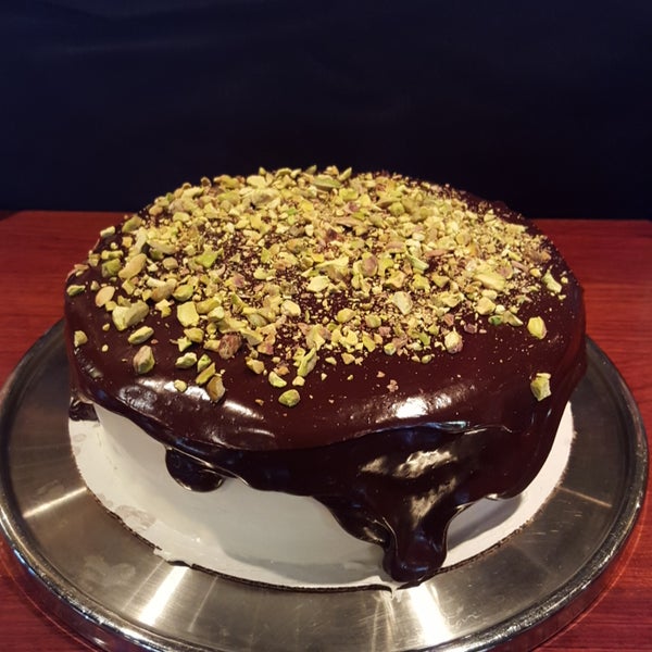 Pistachio cake with chocolate ganache!