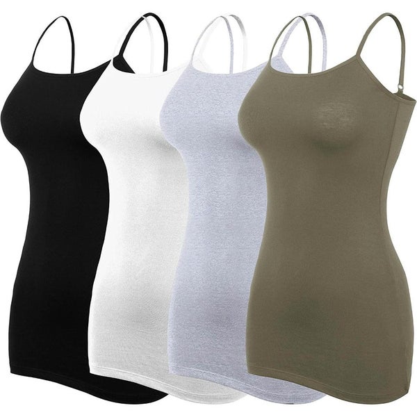 Whether you're lounging at home or running errands, goino's Women's 4 PCS Basic Camisole Cami Tanks have got you covered. These versatile tank tops come in a set of four and feature adjustable