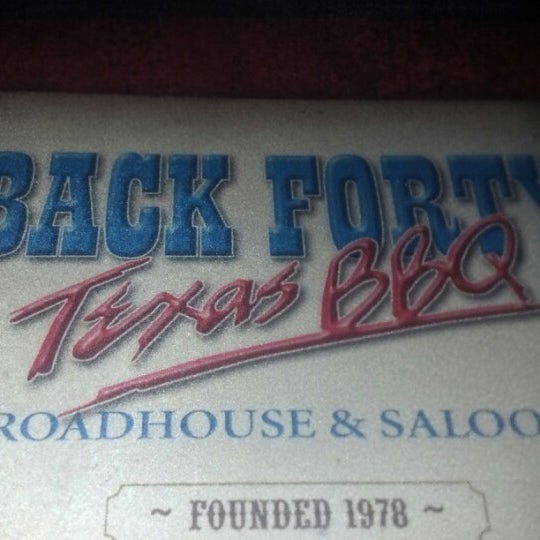 Photo taken at Back Forty Texas BBQ Roadhouse &amp; Saloon by Bill G. on 12/5/2012