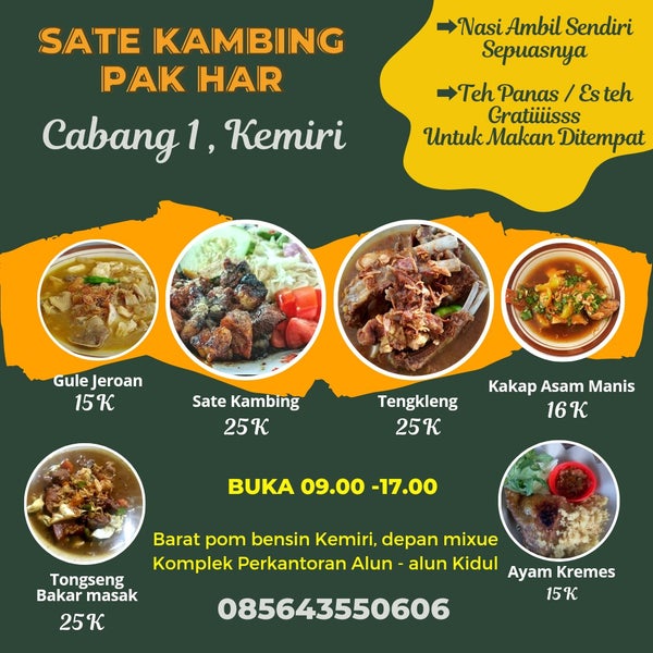 Sate Kambing Pak Har, Cabang 1 Kemiri - Restaurant in Kecamatan Mojosongo