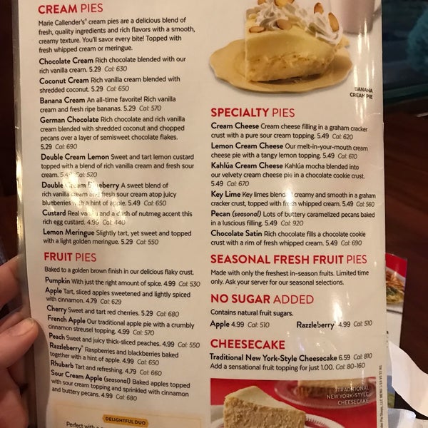 Marie on sale callender's menu
