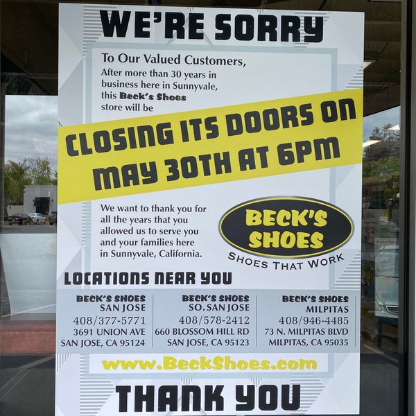 Beck's Shoes (Now Closed) Shoe Store in Sunnyvale