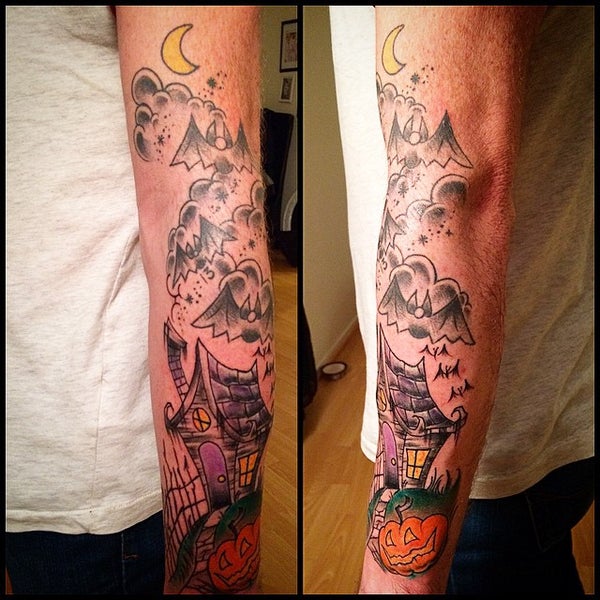 Night of the Living Dead black and grey arm tattoo by Jon von Glahn  TattooNOW