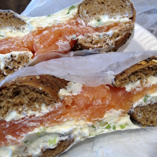 After it's extension, the bagels seem to have increased dramatically in quality! Lox with scallion cream cheese on a whole wheat everything or white fish on a flagel.