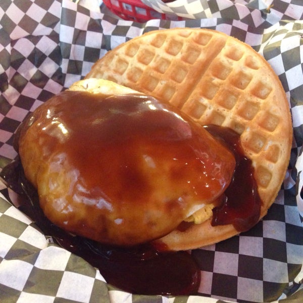 Number 1 is definitely the chicken and waffles but a close runner-up is the loco moco waffle. Great gravy!