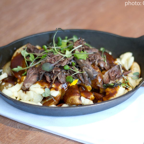 Try their “ Poutine with frayed Veal Cheek” for #LaPoutineWeek (v. 2017).